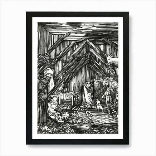 Krippe kunstdruck gerahmt - 26,