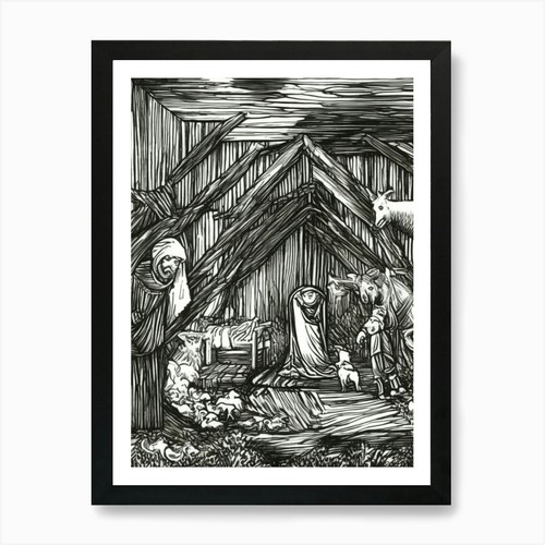 Krippe kunstdruck gerahmt - 26,