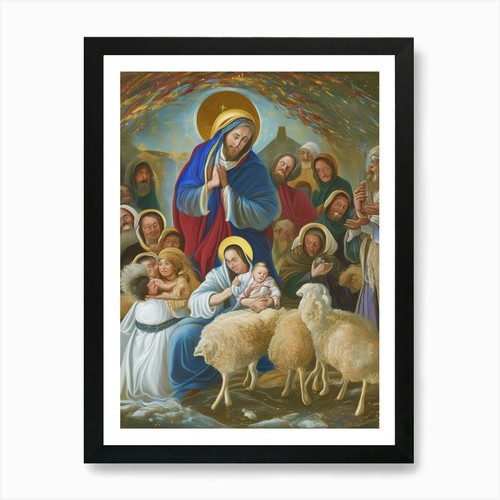 Krippe kunstdruck gerahmt - krippe,