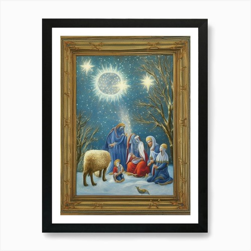 Krippe kunstdruck gerahmt - kunstdruck,