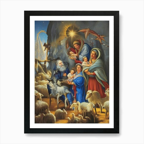 Krippe kunstdruck gerahmt - krippe,