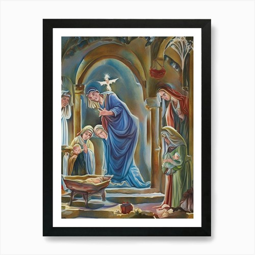 Krippe kunstdruck gerahmt - 4,