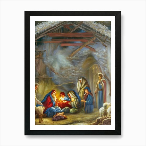 Krippe kunstdruck gerahmt - 35,